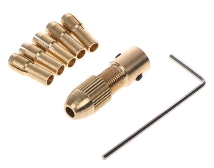 Патрон цанговий латунний, 5 цанг, 0.5-3.0мм, на вал 2.35мм