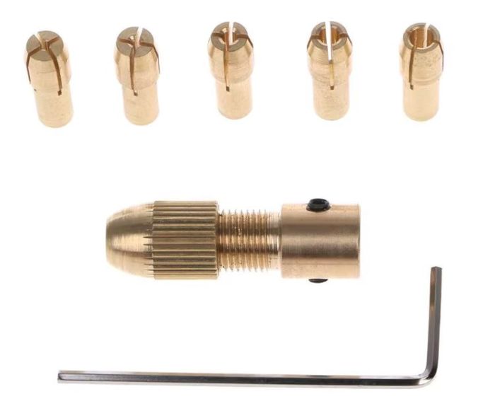 Патрон цанговый латунный, 5 цанг, 0.5-3.0мм, на вал 2.35мм