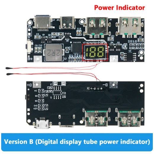 Плата контролер для PowerBank, Dual USB, Micro/Type-C USB 5V 4.5A 22.5W Ver.B