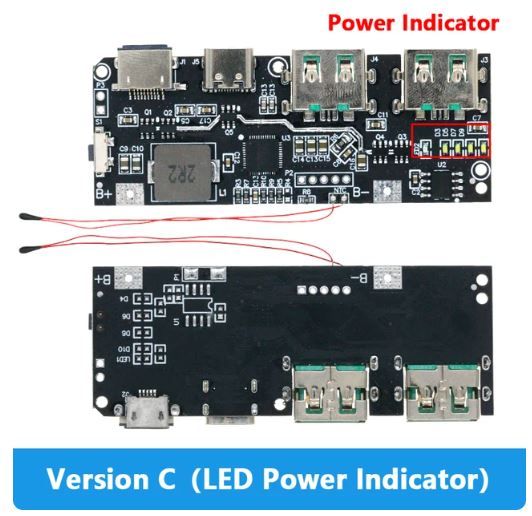 Плата контролер для PowerBank, Dual USB, Micro/Type-C USB 5V 4.5A 22.5W V.C