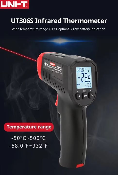 Термометр бесконтактный UNI-T UT306S инфракрасный лазерный -50℃～500℃