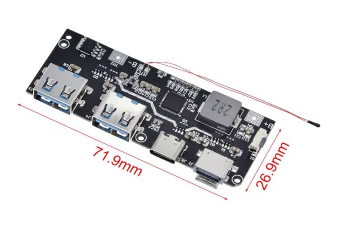 Плата контролер для PowerBank, Dual USB, Micro/Type-C USB 5V 4.5A 22.5W 
