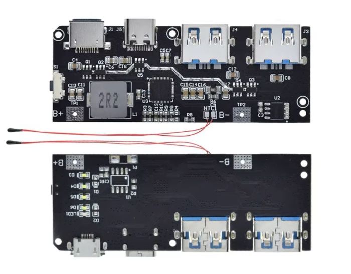 Плата контролер для PowerBank, Dual USB, Micro/Type-C USB 5V 4.5A 22.5W 