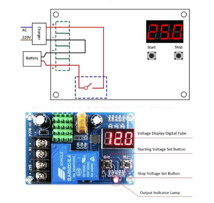 Модуль керування зарядним пристроєм XH-M604, плата захисту акумуляторів постійного струму 6-60 В