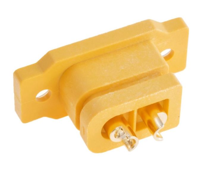 Гніздо живлення Amass XT60E-F монтажне, 2-х. контактне, жовте