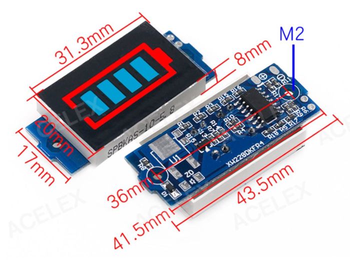 Індикатор рівня заряду батареї 3S 18650 Li-ion 12,6В синій