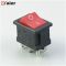 KCD1-202-1 (MRS-202) , 6pin , 6A,250V ; ON-ON ; корпус черный ;клавиша черная,красная; переключатель Daier