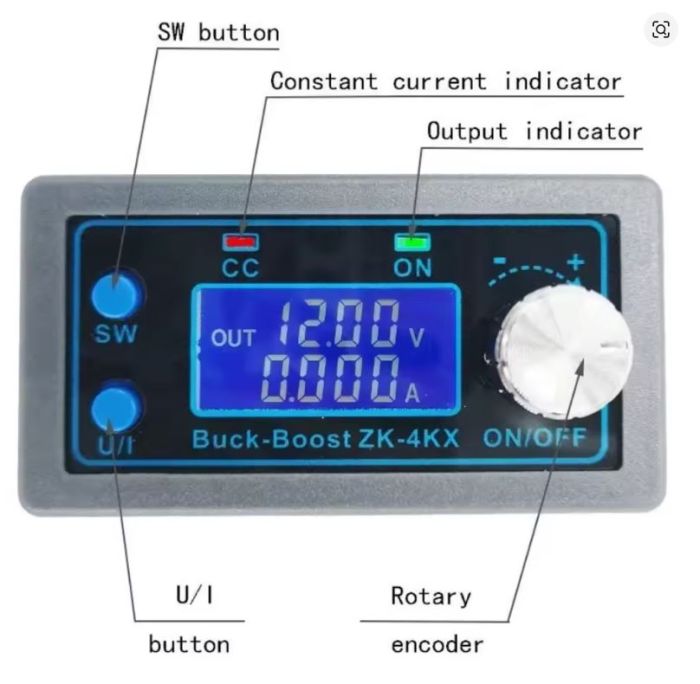 Перетворювач напруги регульований ZK-4KX DC-DC знижуючий підвищуючий  CC/CV 0,5-30V 4A